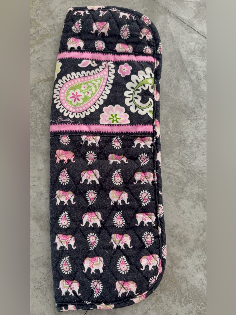 Vera Bradley quilted flat iron case retired "Pink Elephant" paisley print